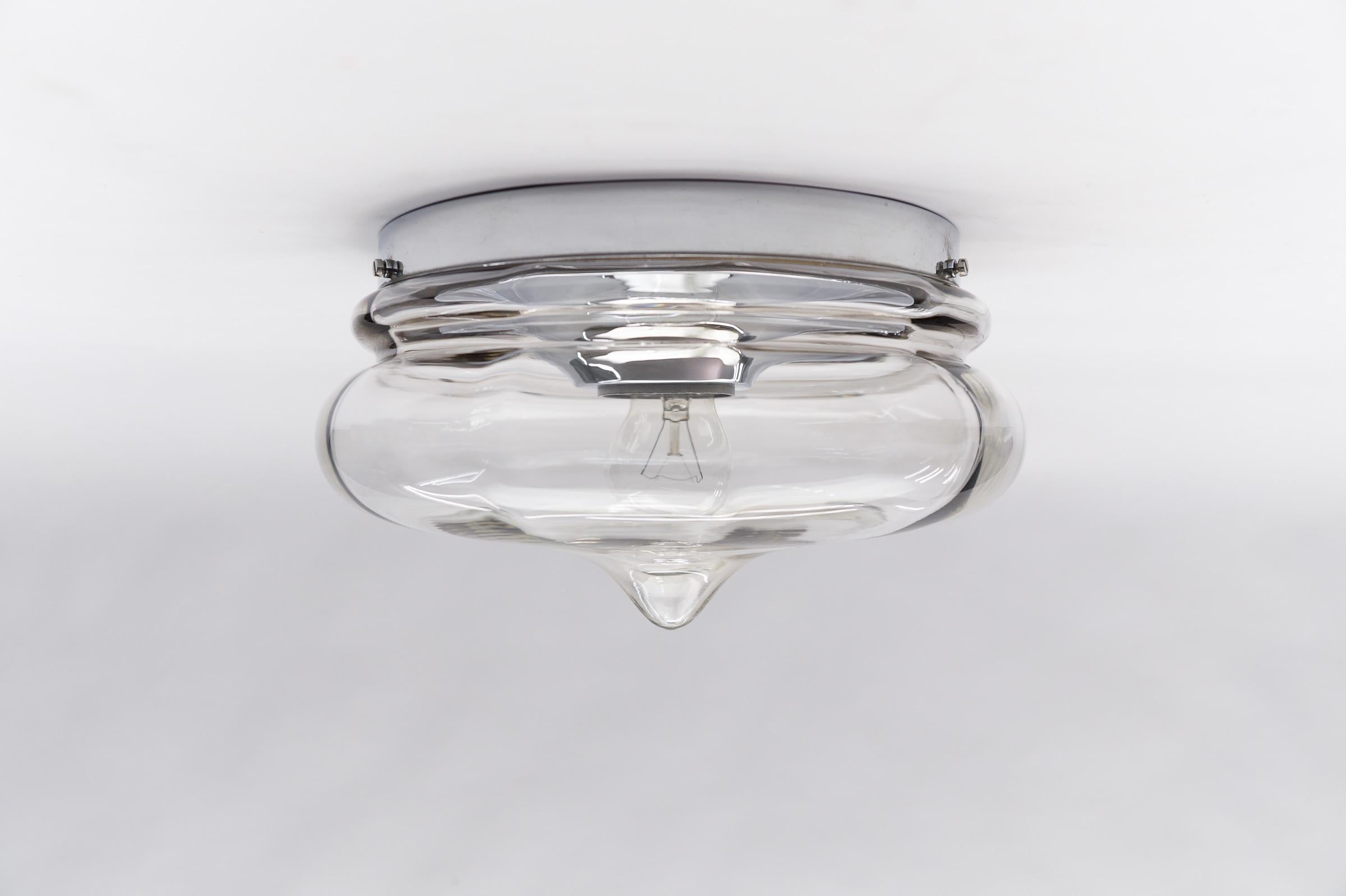 Drop Shaped Smoked Glass Flush Mount Light, Germany 1960s  In Good Condition For Sale In Nürnberg, Bayern