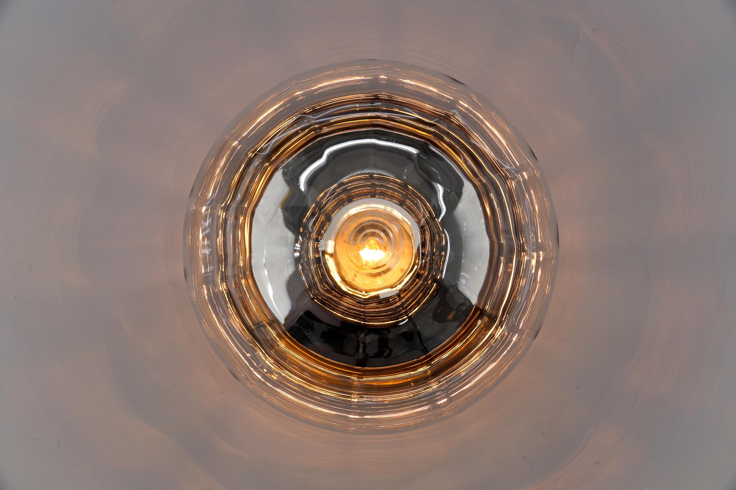 Drop Shaped Smoked Glass Flush Mount Light, Germany 1960s  For Sale 2