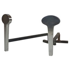 Drop Shaped Stainless Steel Andirons by Jean-Paul Créations, France, 1970s
