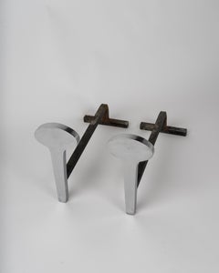 Andirons en acier inoxydable en forme de goutte par Jean-Paul Créations, France, années 1970