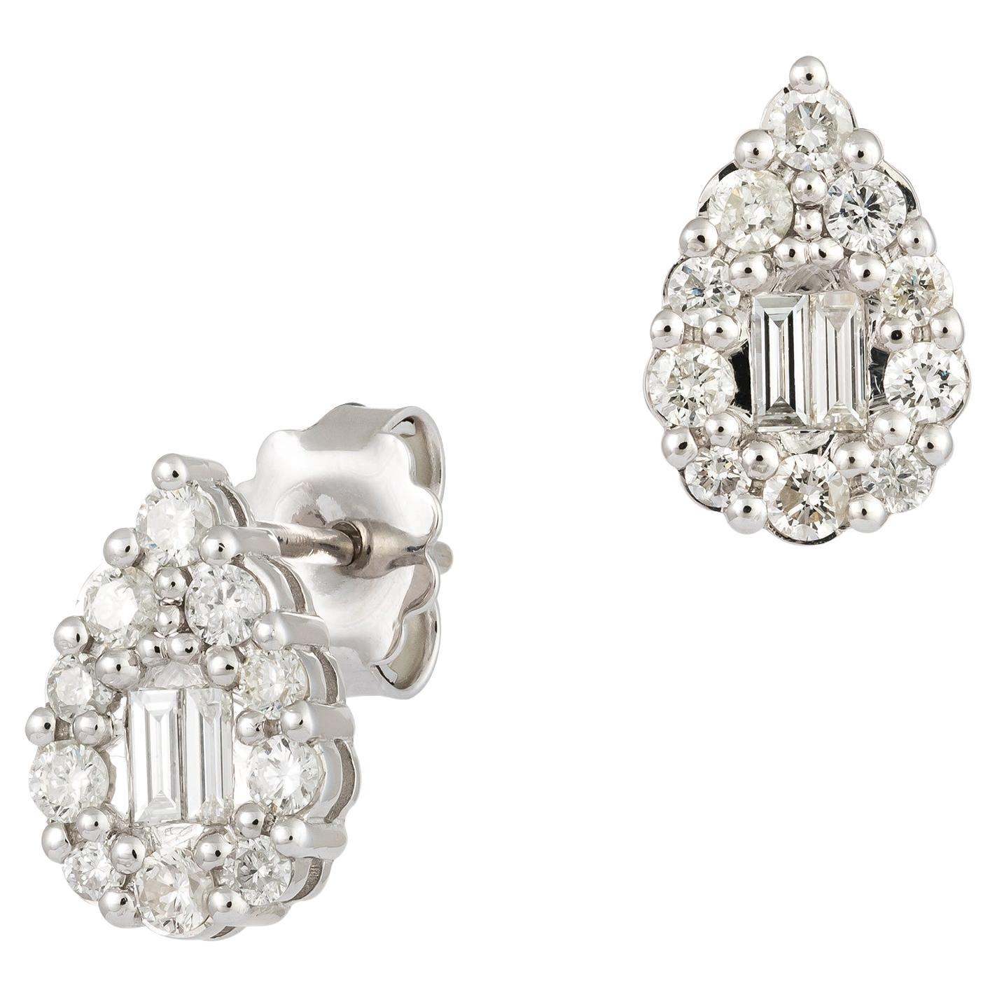 Drop Studs White Gold 18K Earrings  Diamond For Her For Sale