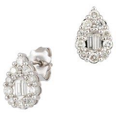 Drop Studs White Gold 18K Earrings  Diamond For Her