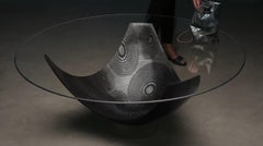 Tavolo a goccia - Intarsio in metallo argentato - Realizzato a mano nel tradizionale Bidri