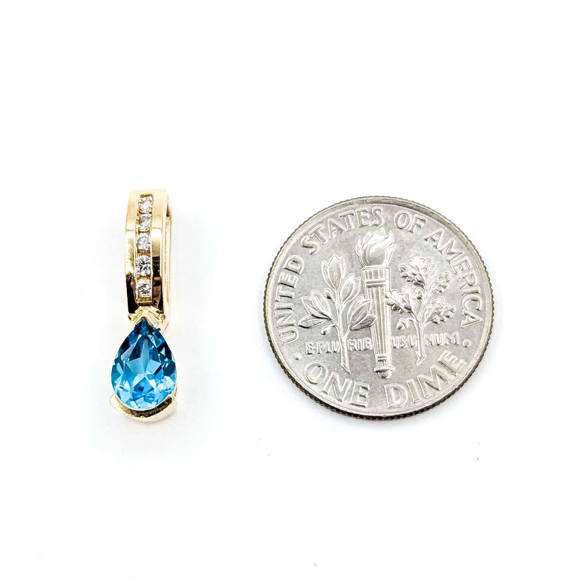 Pendentif en or 14k avec topaze et diamant en vente 1