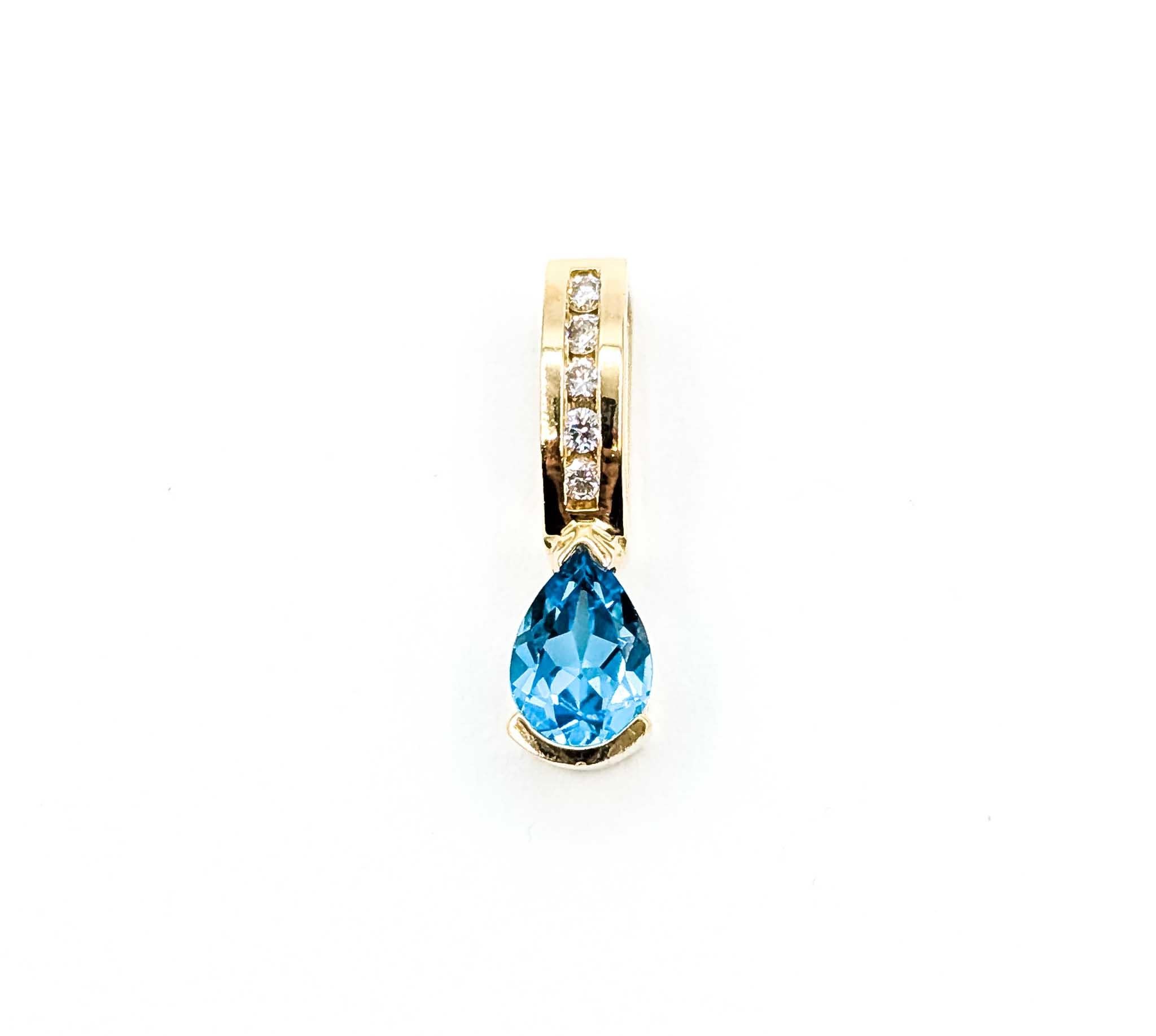 Pendentif en or 14k avec topaze et diamant en vente 2
