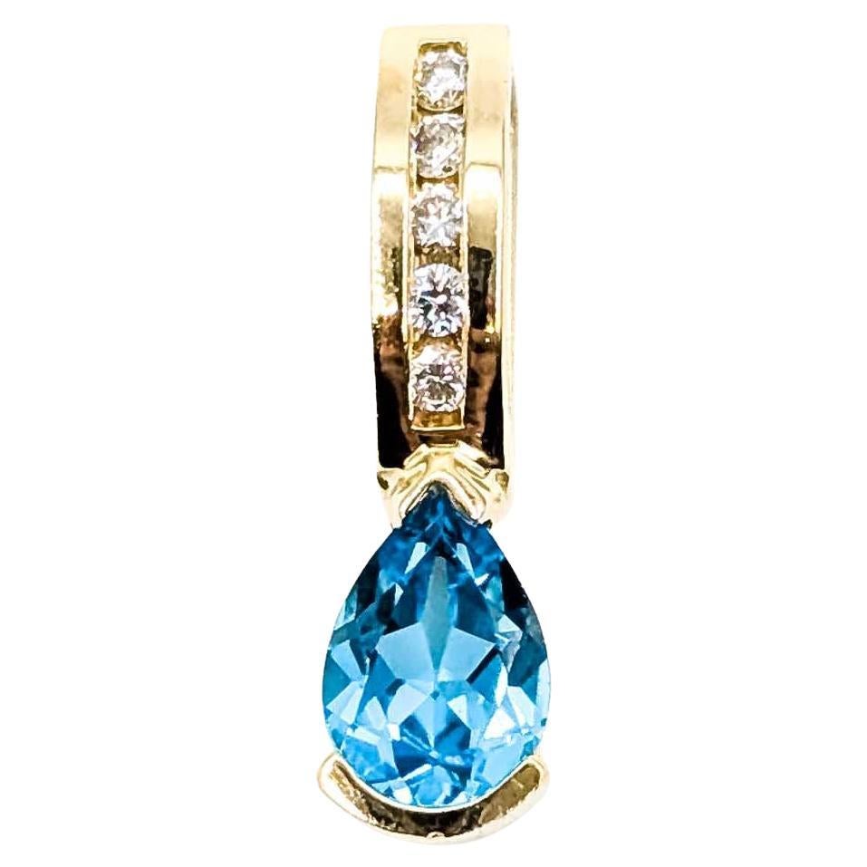 Pendentif en or 14k avec topaze et diamant en vente