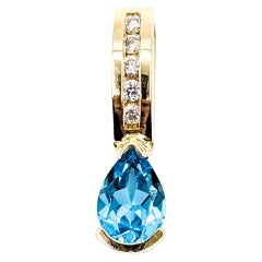 Tropfen-Topas und Diamant 14k Gold-Anhänger
