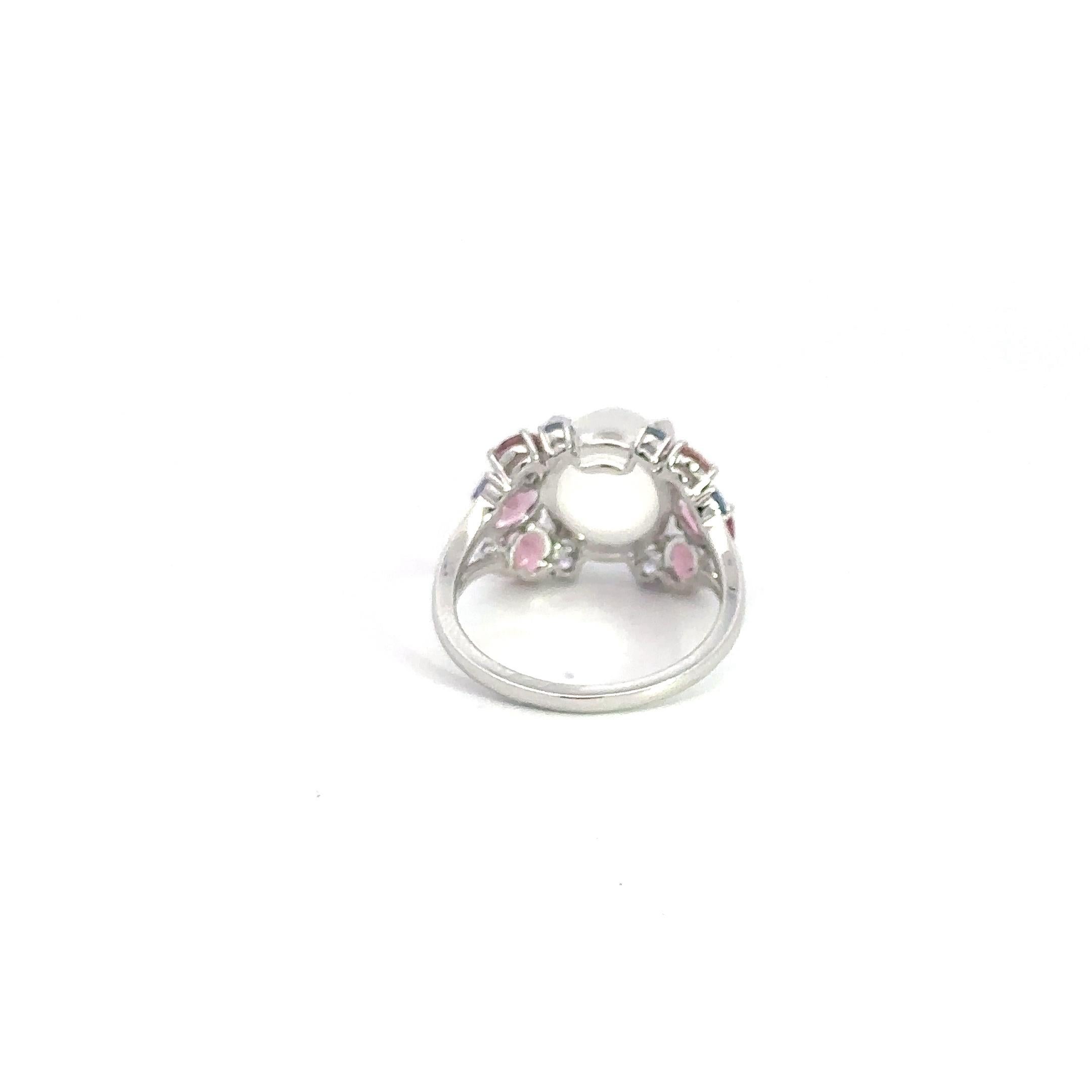 Orecchini a goccia con tormalina, morganite e diamanti in oro bianco 18 carati in vendita 4