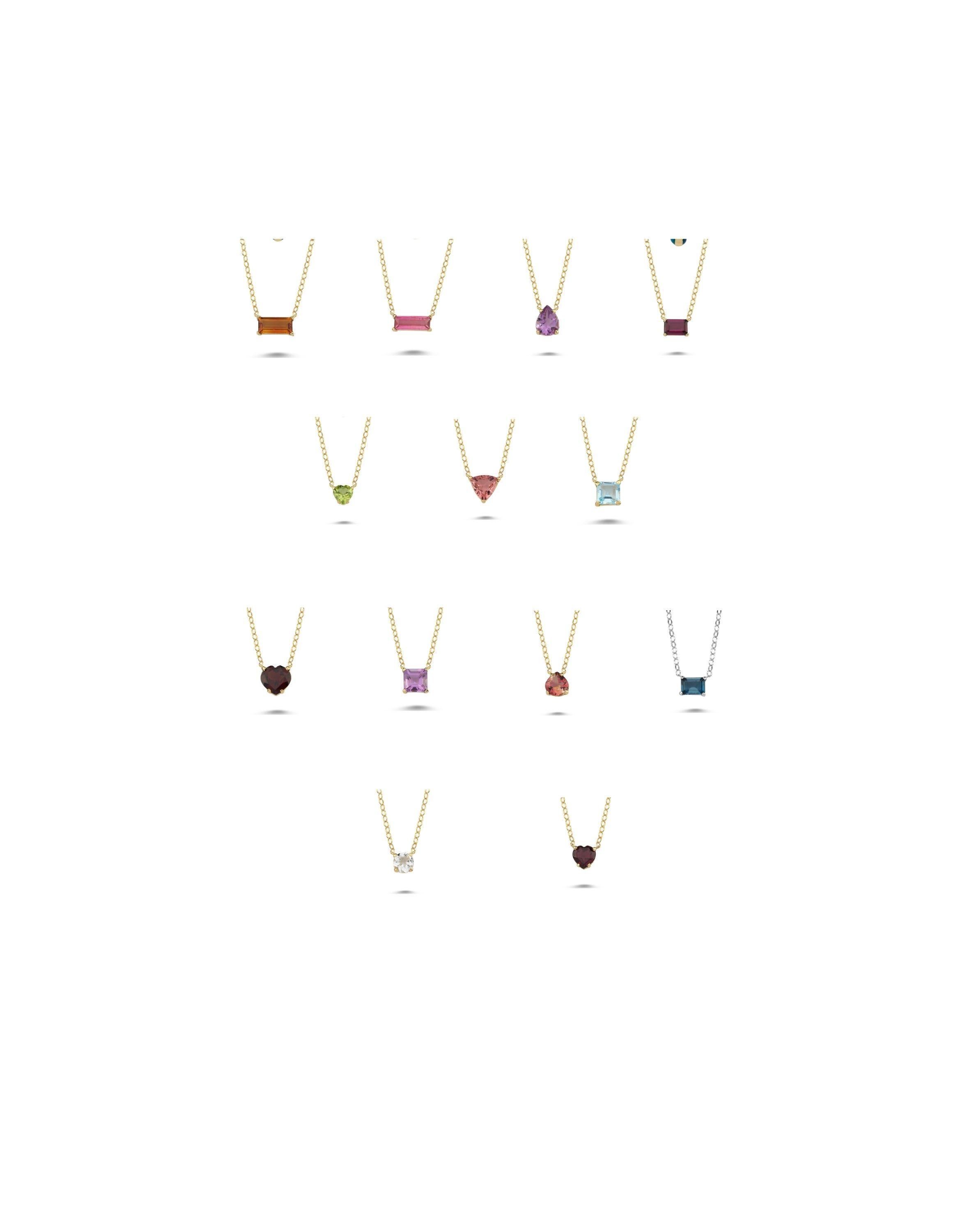 Modern 14k Gold Drop Tourmaline Solitaire Chain Necklace For Sale