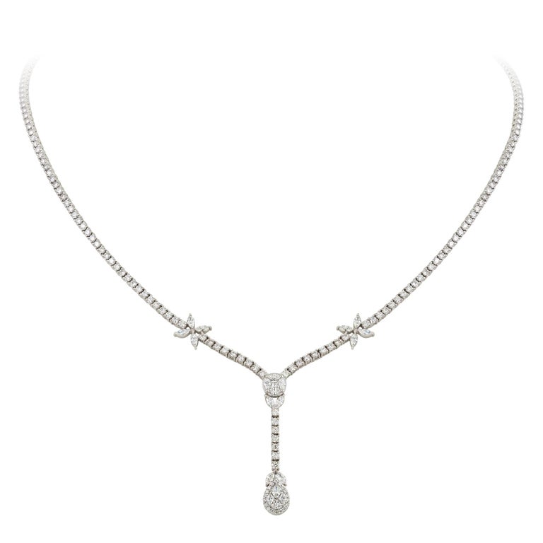 Collier En Or Blanc 18 Carats Avec Diamants (0,35 Ct, Couleur F) - Poids 1,79g - Occasion