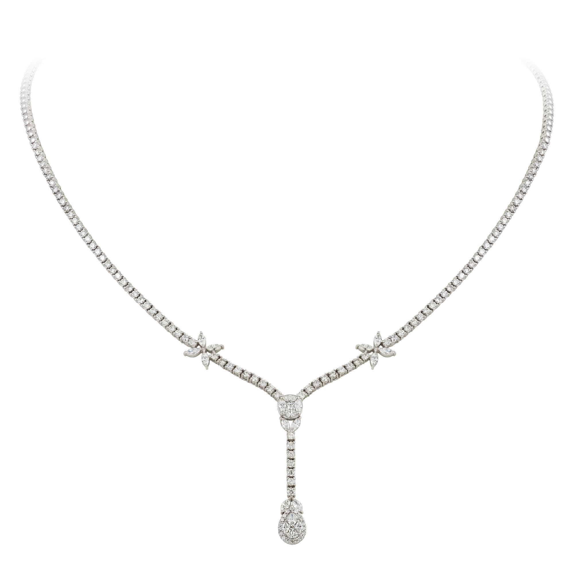 Modern Drop White Gold 18K Necklace Diamond for Her For Sale