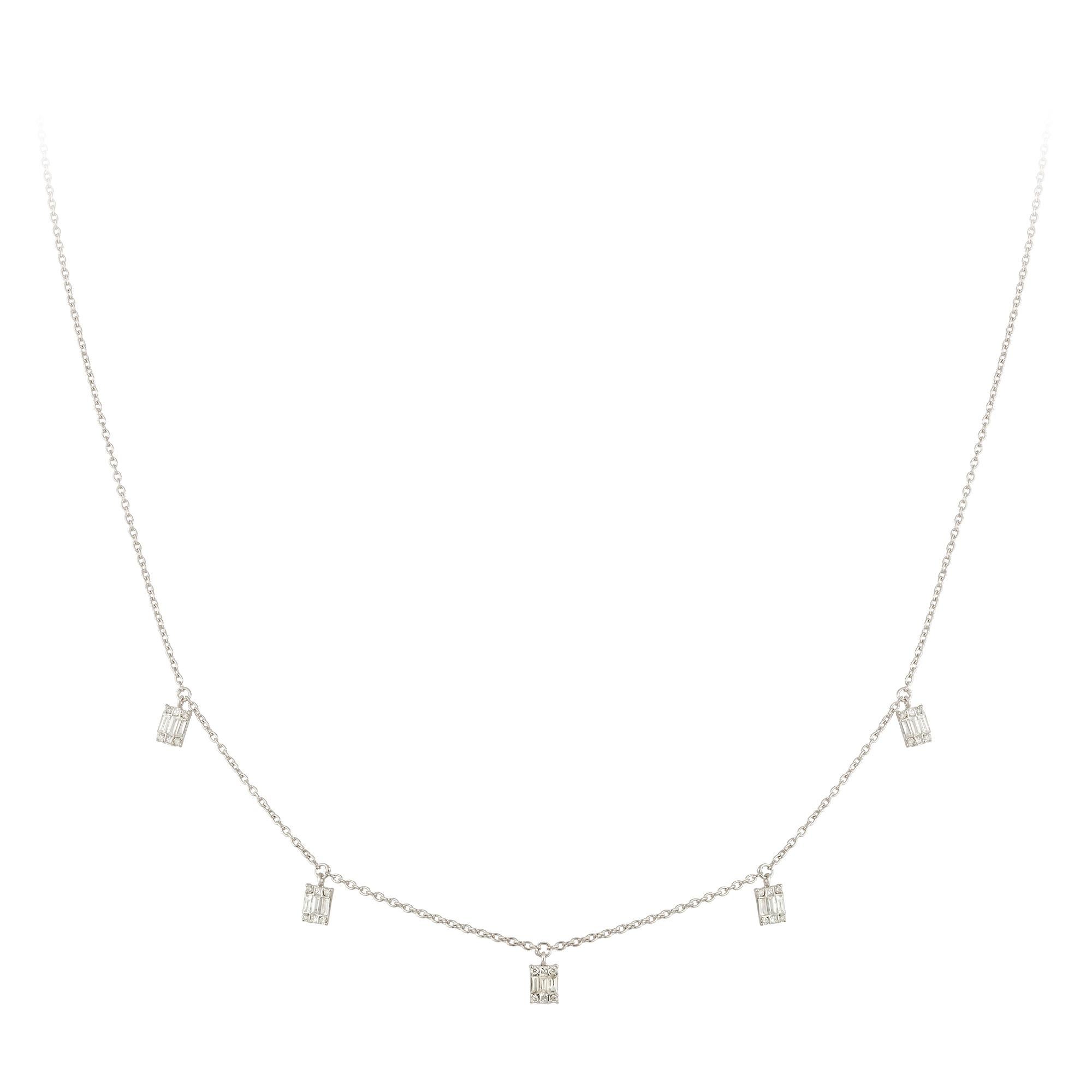 Modern Drop White Gold 18K Necklace Diamond for Her For Sale