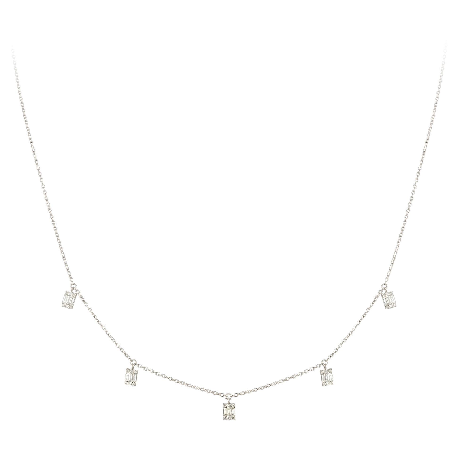 Drop White Gold 18K Necklace Diamond for Her For Sale