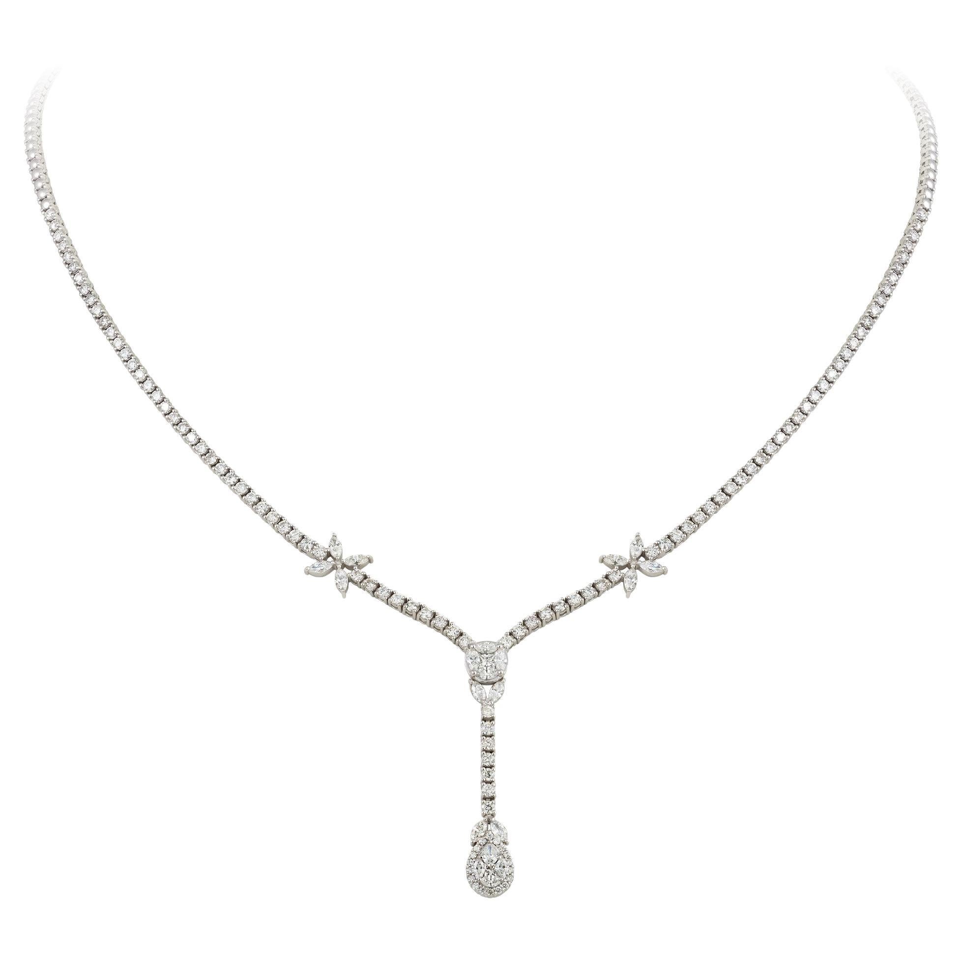 Drop White Gold 18K Necklace Diamond for Her For Sale