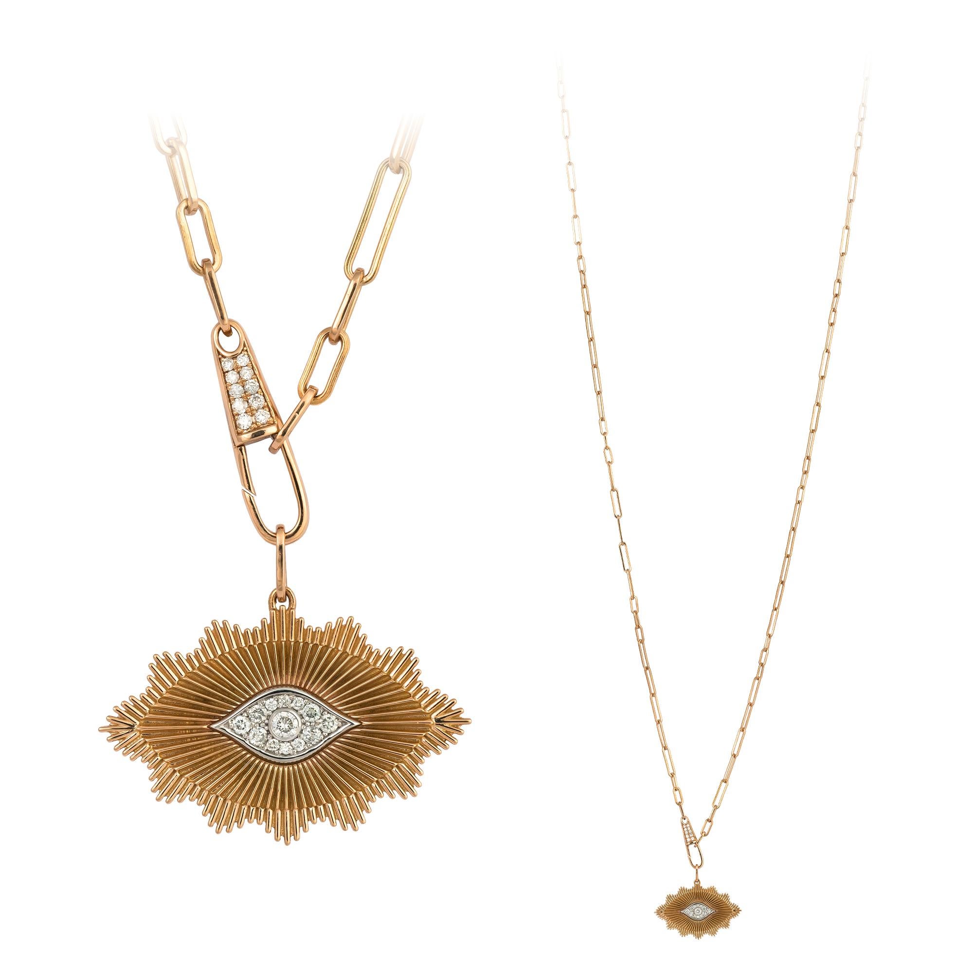 Drop White Pink Gold 18K Halskette Diamant für Sie (Moderne) im Angebot