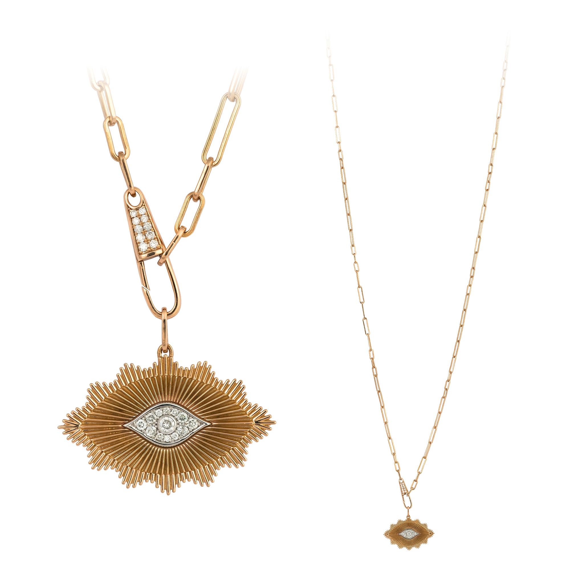 Moderne Collier en or blanc et rose 18K avec goutte d'eau et diamant pour elle en vente