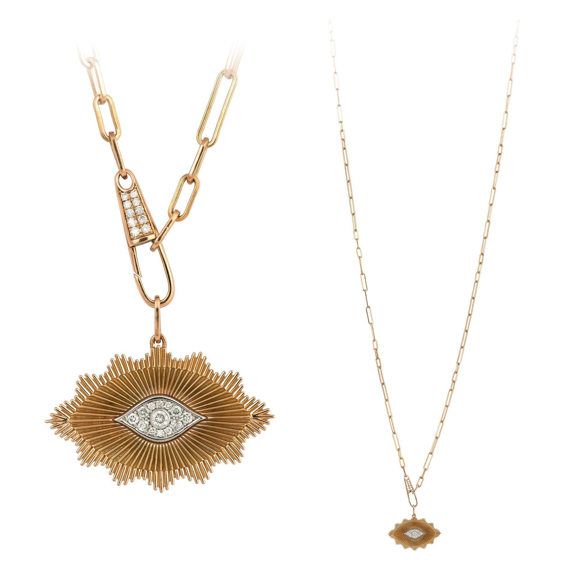 Drop White Pink Gold 18K Halskette Diamant für Sie im Angebot
