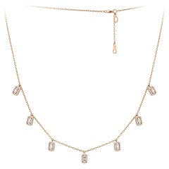 Drop White Pink Gold 18K Necklace Diamond for Her