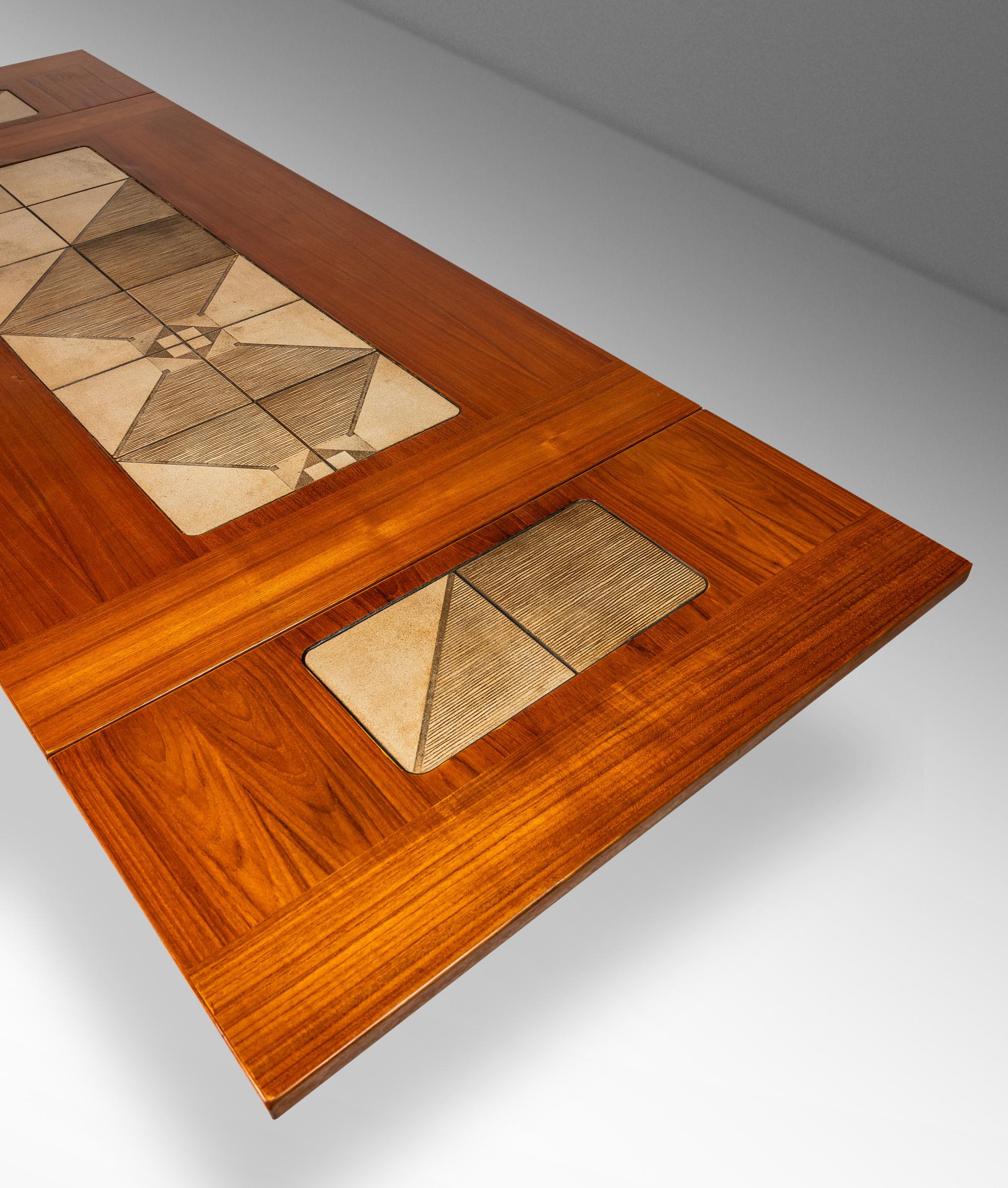 Dropleaf Dining Table, Teak/Tile Inlay, by Poul H. Poulsen, Gangsø Møbler, 1970s 3