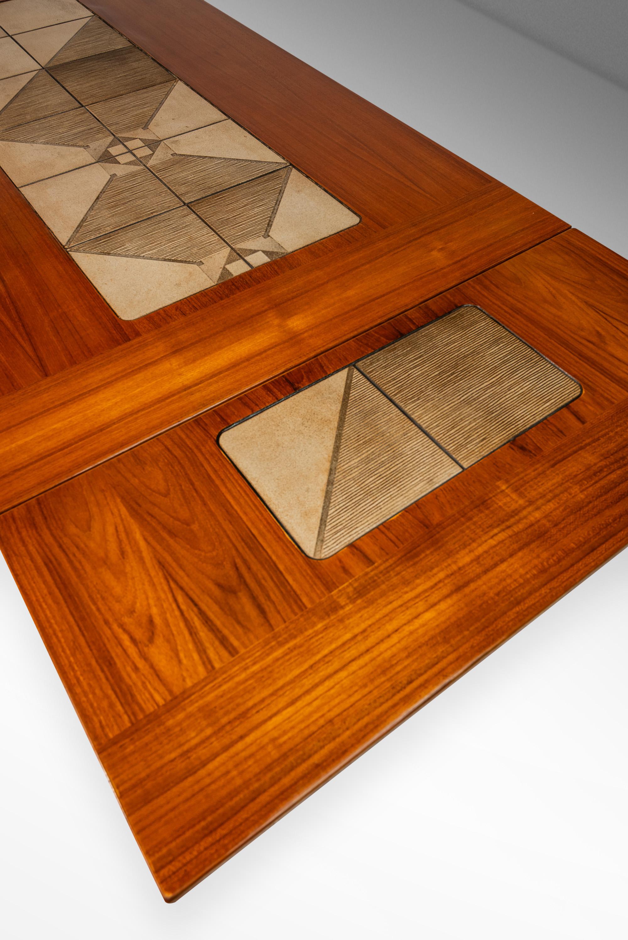 Dropleaf Dining Table, Teak/Tile Inlay, by Poul H. Poulsen, Gangsø Møbler, 1970s 5
