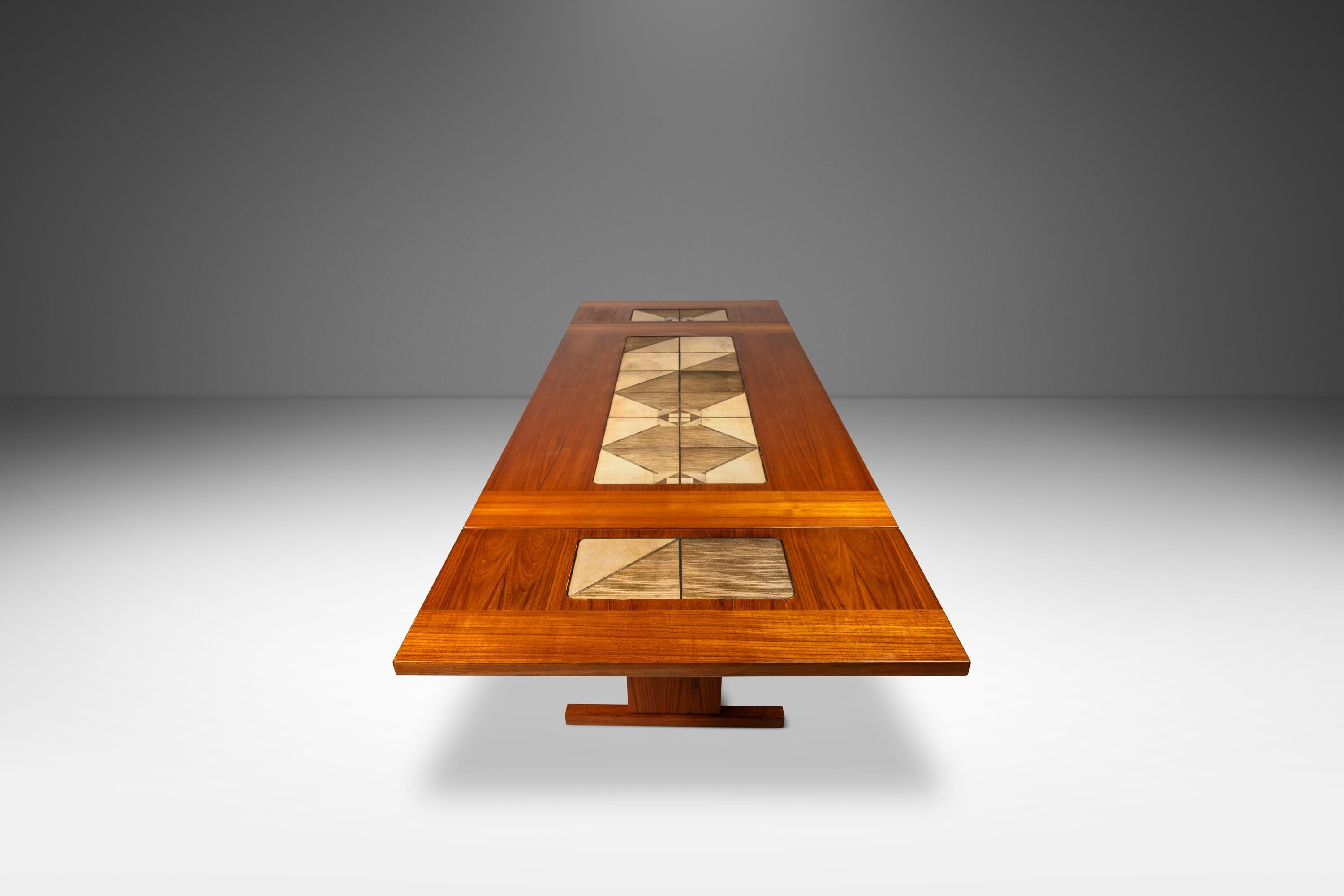 Mid-Century Modern Dropleaf Dining Table, Teak/Tile Inlay, by Poul H. Poulsen, Gangsø Møbler, 1970s