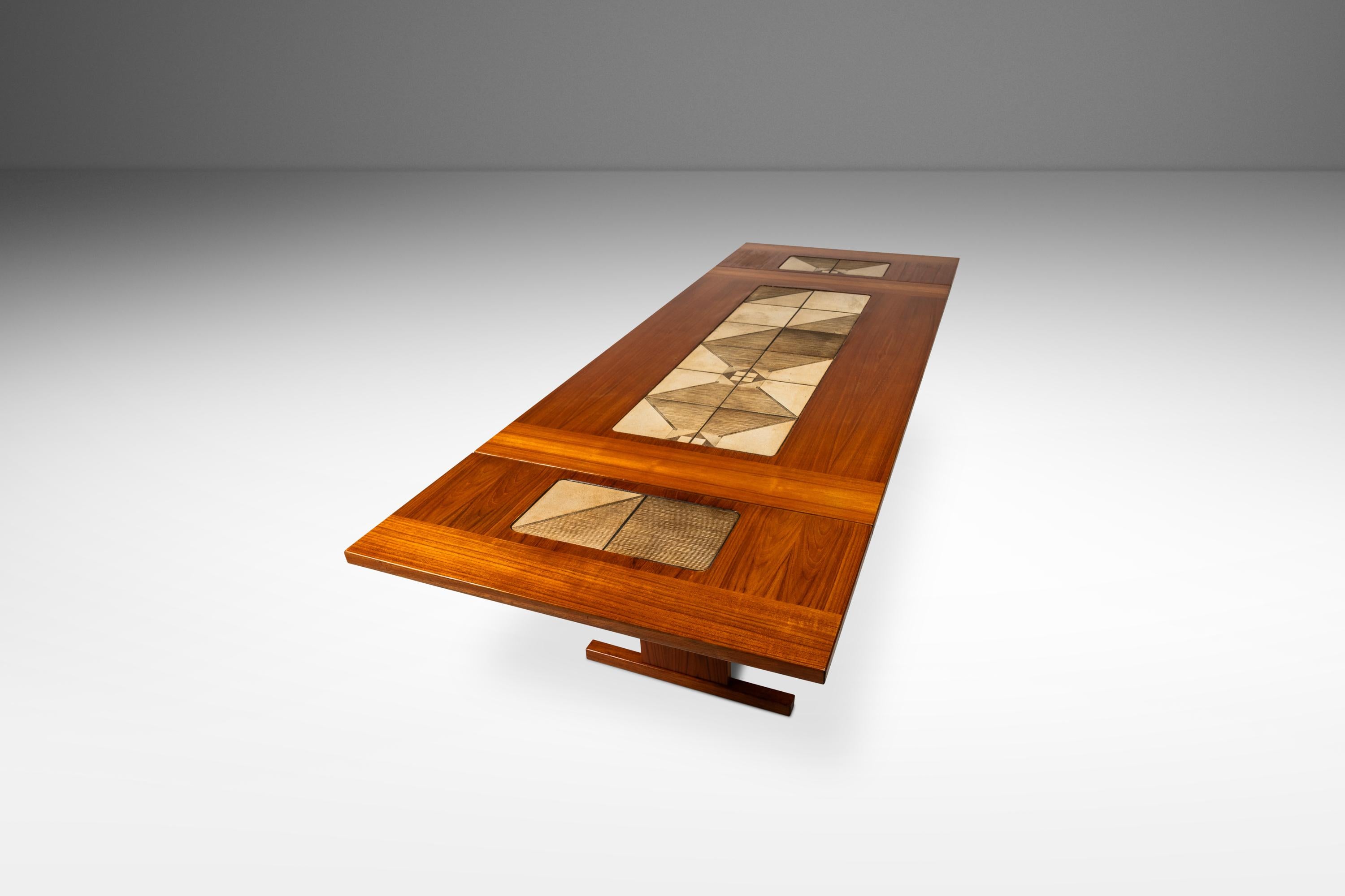 Danish Dropleaf Dining Table, Teak/Tile Inlay, by Poul H. Poulsen, Gangsø Møbler, 1970s