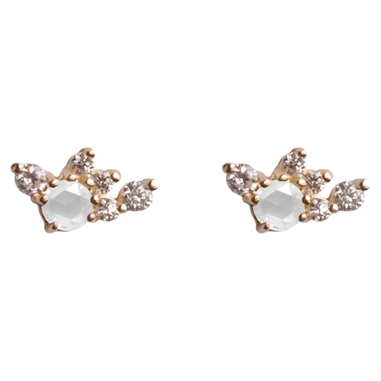 Droplet Diamond Earrings in 14K Gold by Anastassia Sel Jewelry For Sale