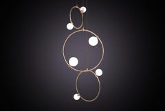 'Drops 3 Piece' by Marc Wood. Handmade Brass Ring Lamps, Opal Glass Shades