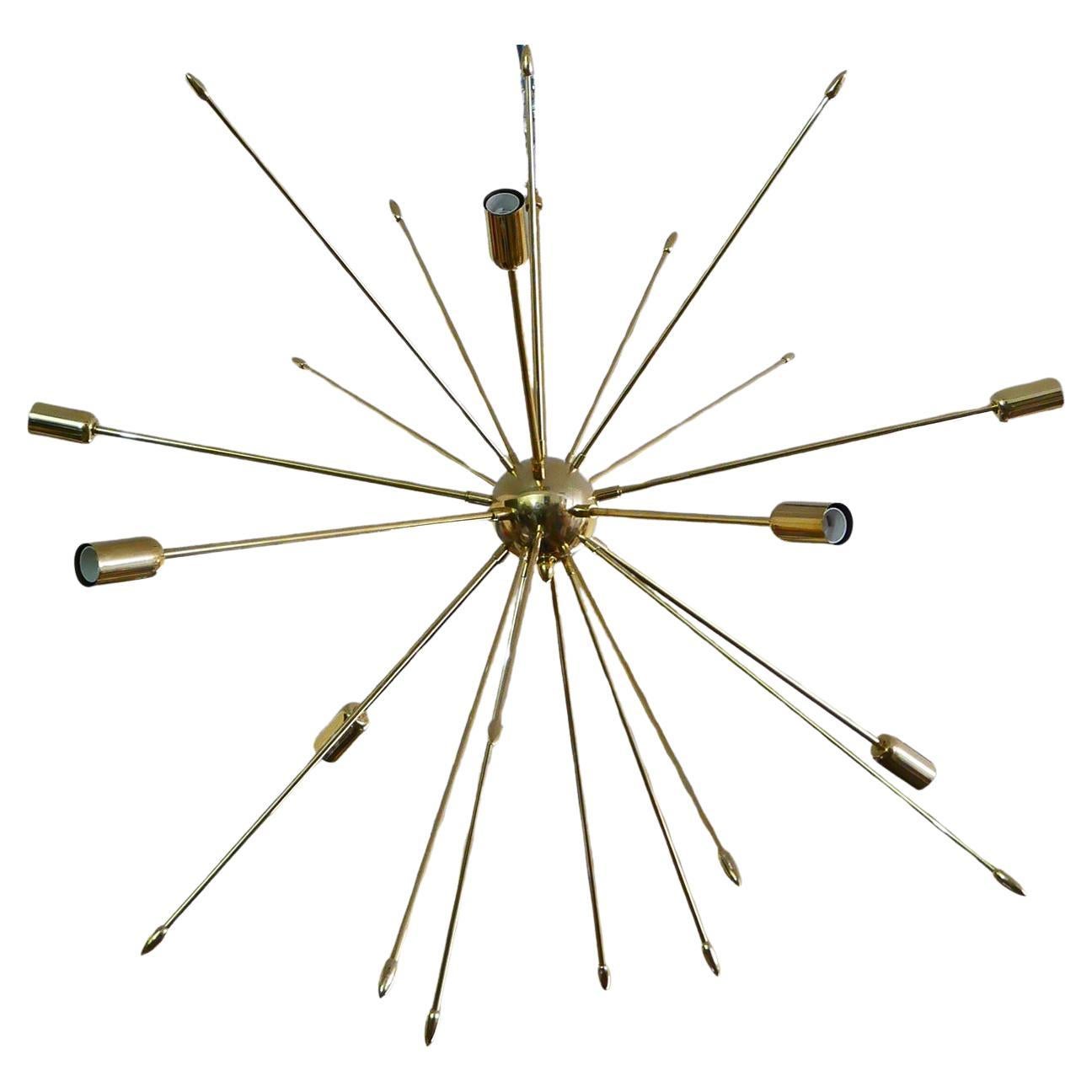 Drops- large Sputnik chandelier, solid brass, 90cm (35 inch), available now  For Sale