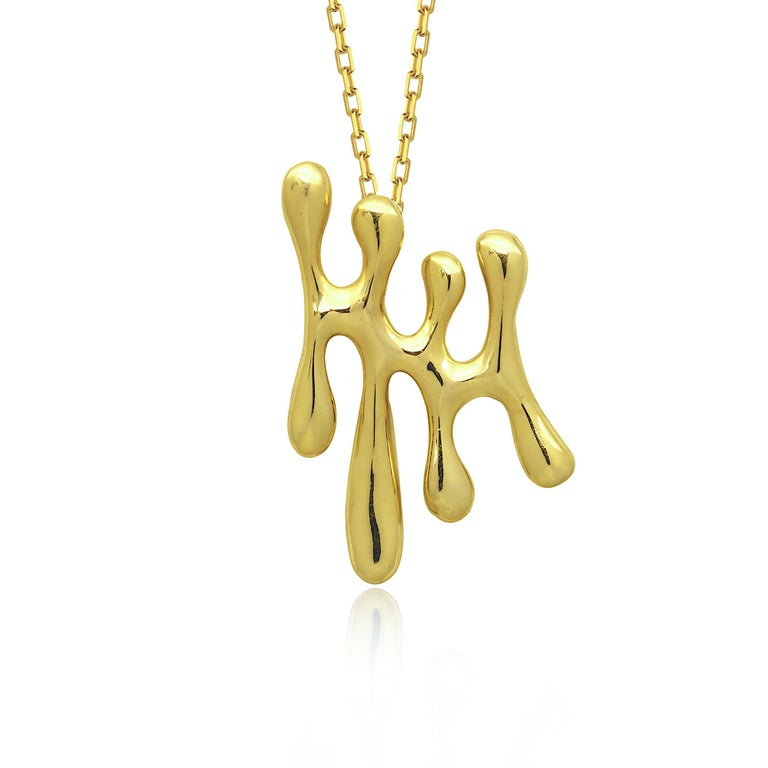 Drops Pendant Gold Necklace For Sale at 1stDibs