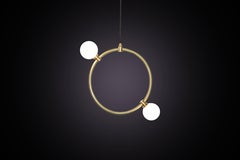 'Drops Pendant Large' by Marc Wood. Handmade Brass Ring Lamps, Opal Glass Shades