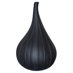 Petit vase en verre de Murano noir mat "Drops" par Renzo Stellon pour Salviati, 2010