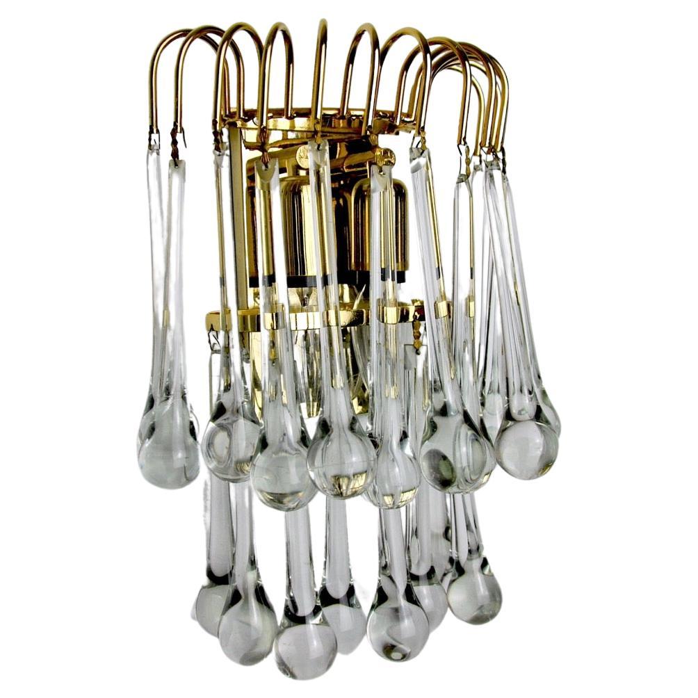 Drops Wall Lamp by Venini, Murano Glass, Italy, 1960 For Sale