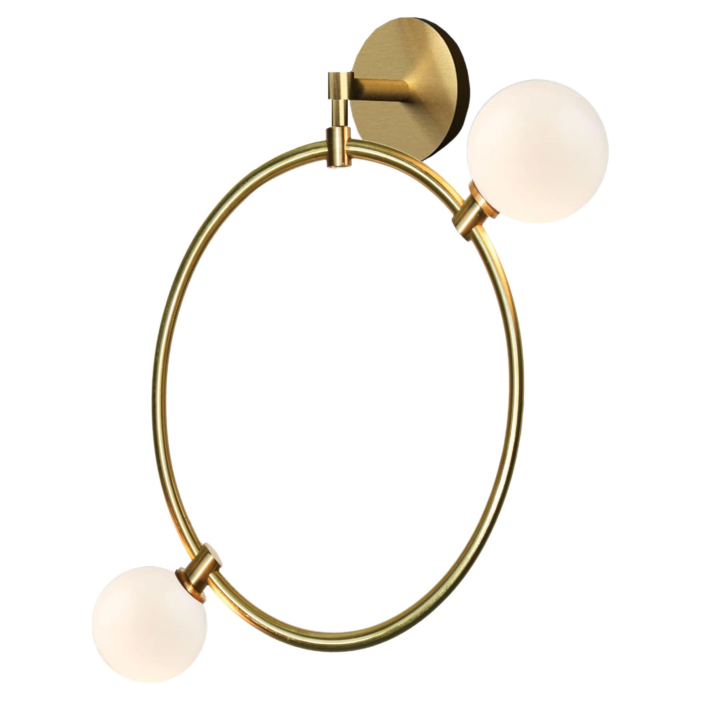 'Drops Wall - Small' by Marc Wood. Handmade Brass Ring Lamp, Opal Glass Shades For Sale