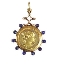 Antique Dropsy Art Nouveau Pendant in 18k Gold, Religious Pendant