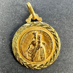 Dropsy Notre Dame de Mont Carmel Sacred Heart 18K Yellow Gold Medal Pendant