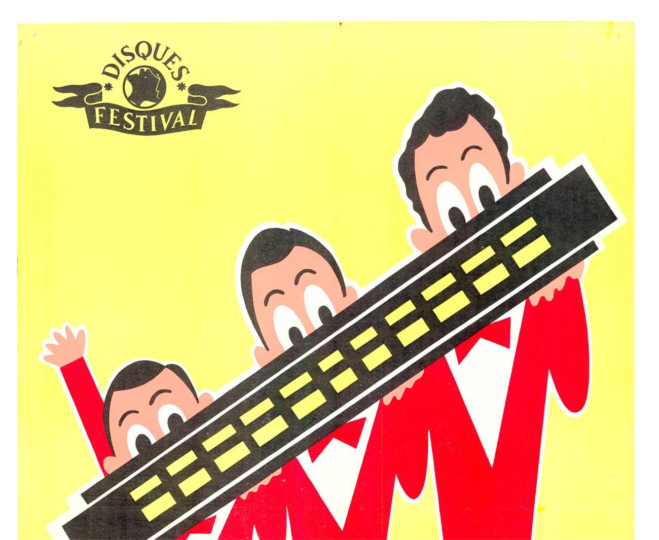 Original Trio Raisner Grand Prix du Disque, Mundharmonika Leinen hinterlegt Französisch Plakat – Print von Dropy