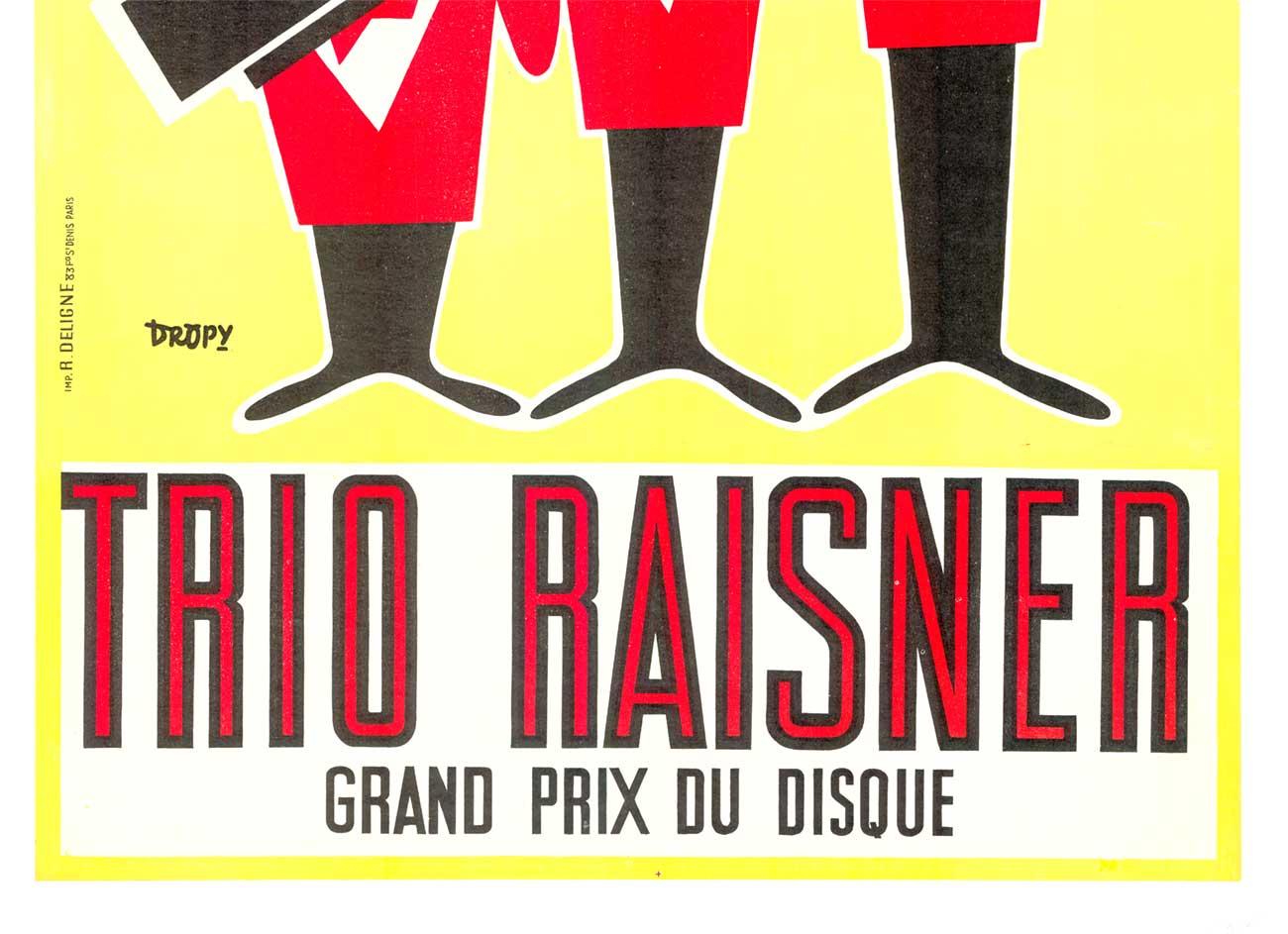 Original Trio Raisner Grand Prix du Disque, Mundharmonika Leinen hinterlegt Französisch Plakat (Art déco), Print, von Dropy