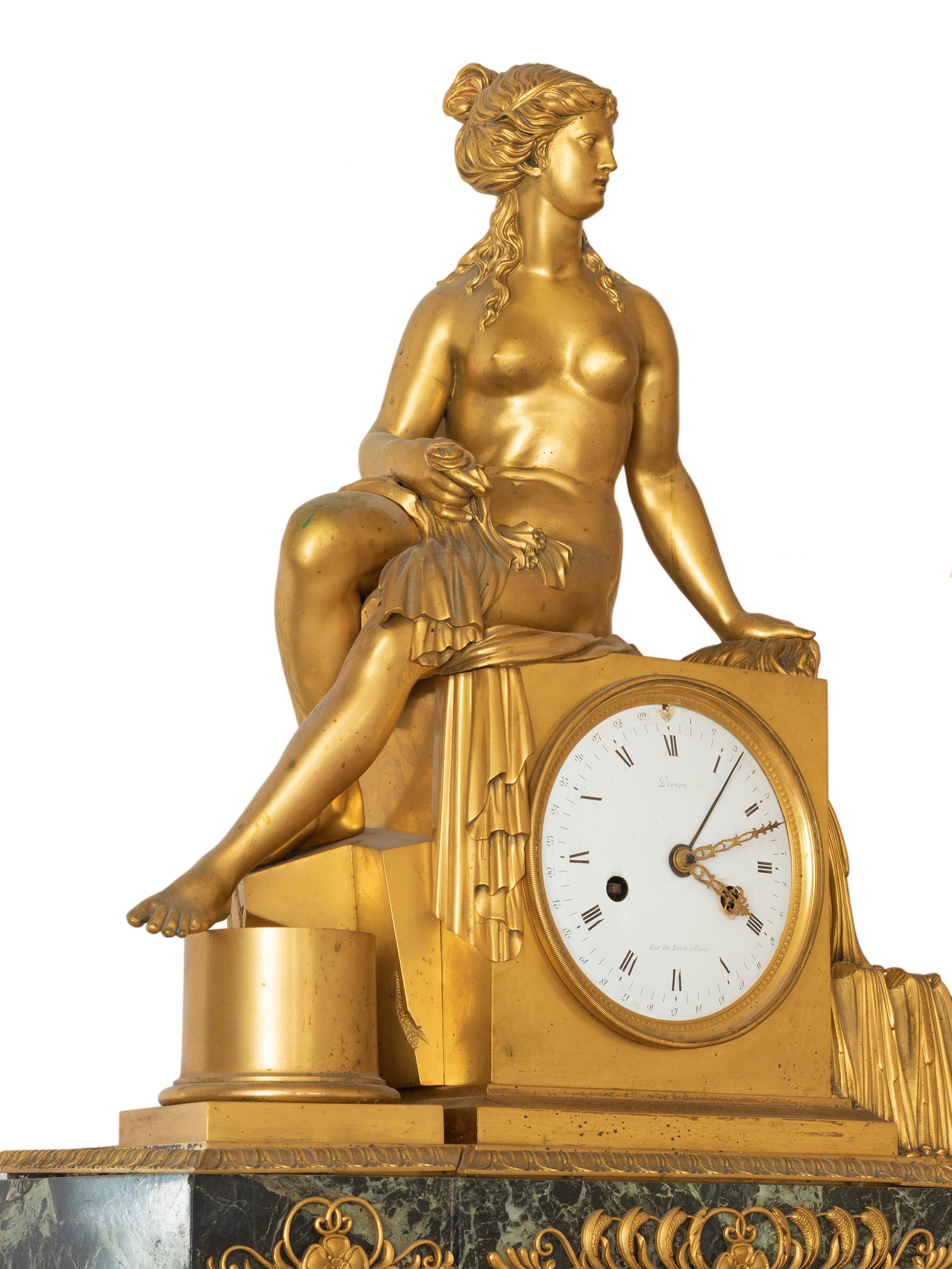Drouot French Empire Bronze Mantel Clock, 19th Century For Sale 7