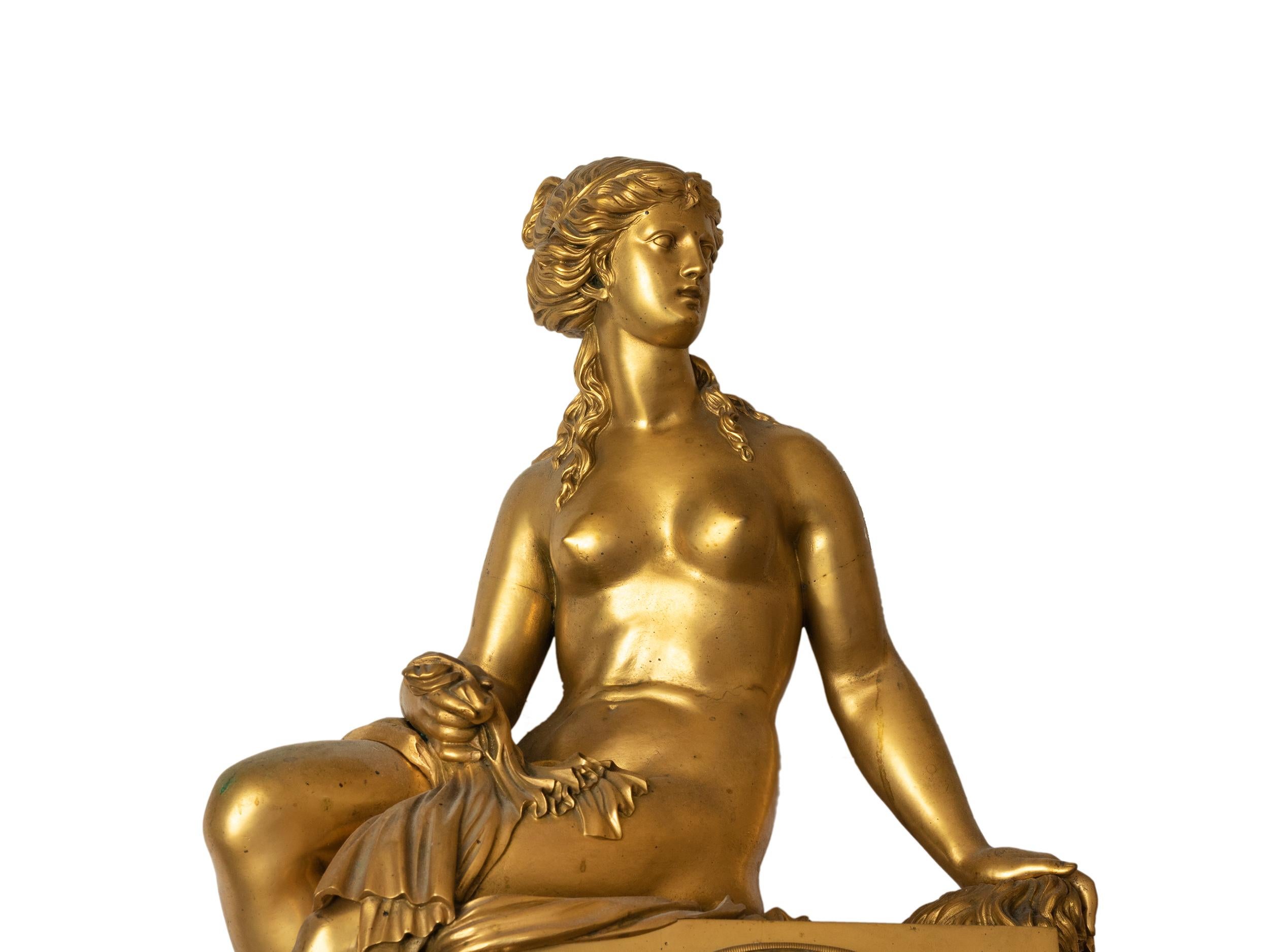 Drouot French Empire Bronze Mantel Clock, 19th Century For Sale 1