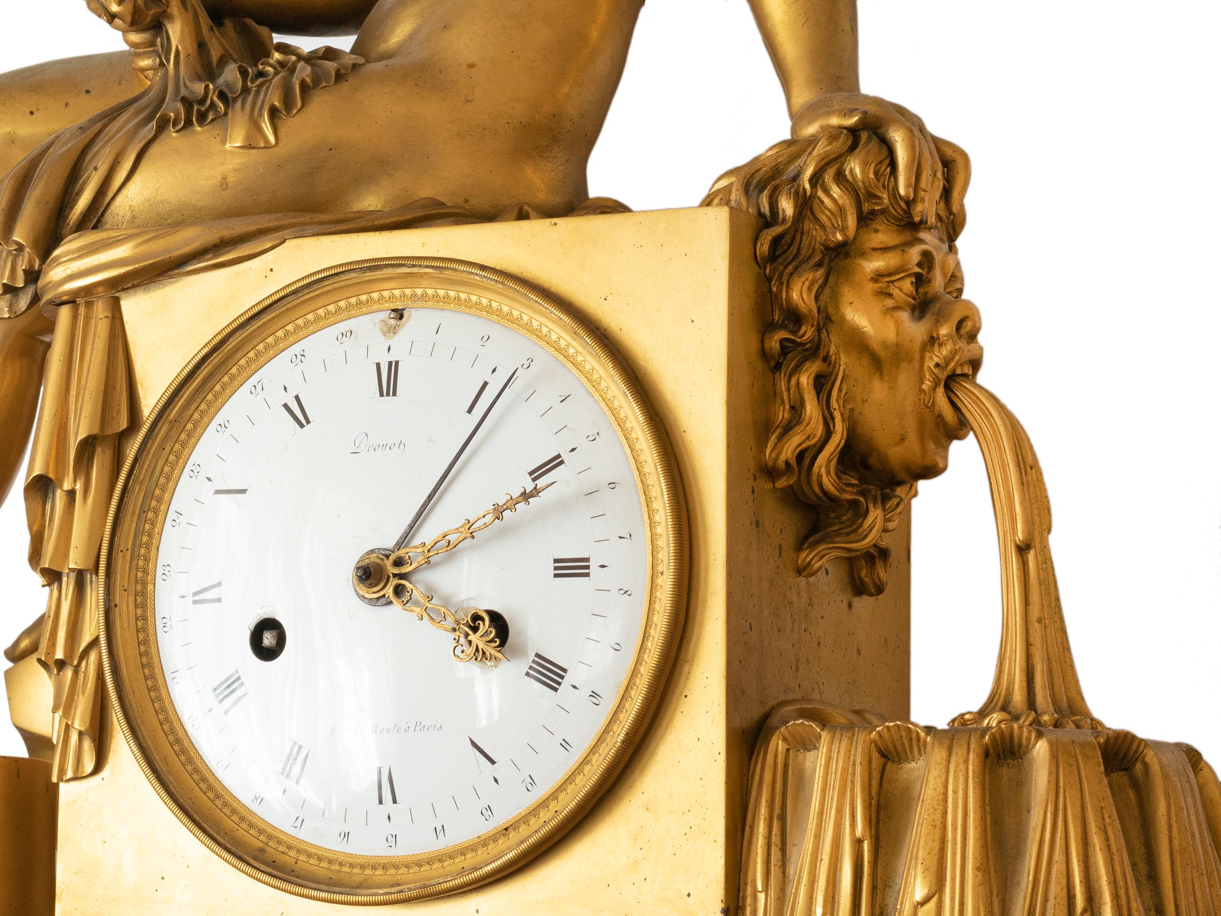 Drouot French Empire Bronze Mantel Clock, 19th Century For Sale 2