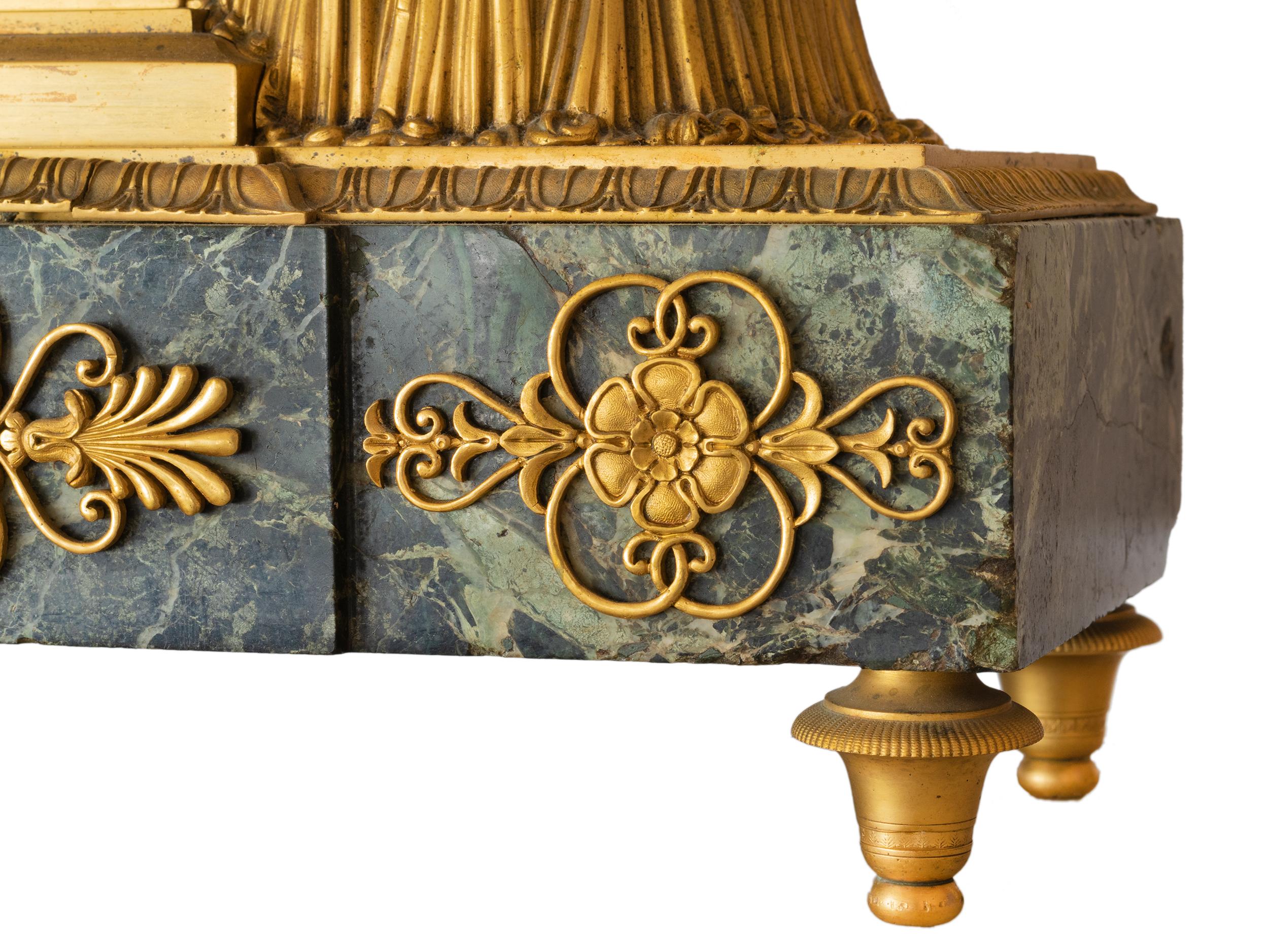 Drouot French Empire Bronze Mantel Clock, 19th Century For Sale 4
