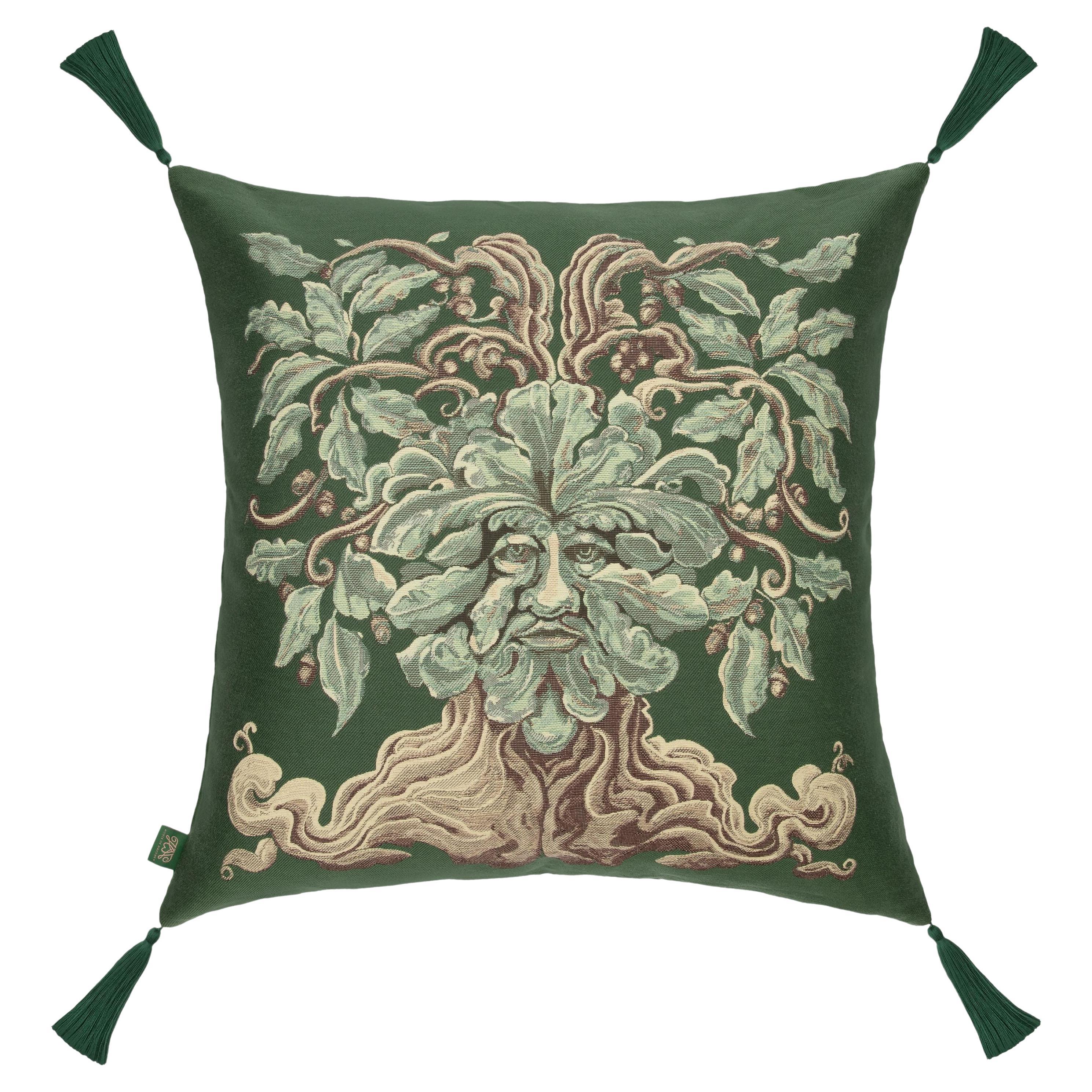 DRUANTIA Großes Jacquard-Kissen mit Quaste und Quaste - Verde