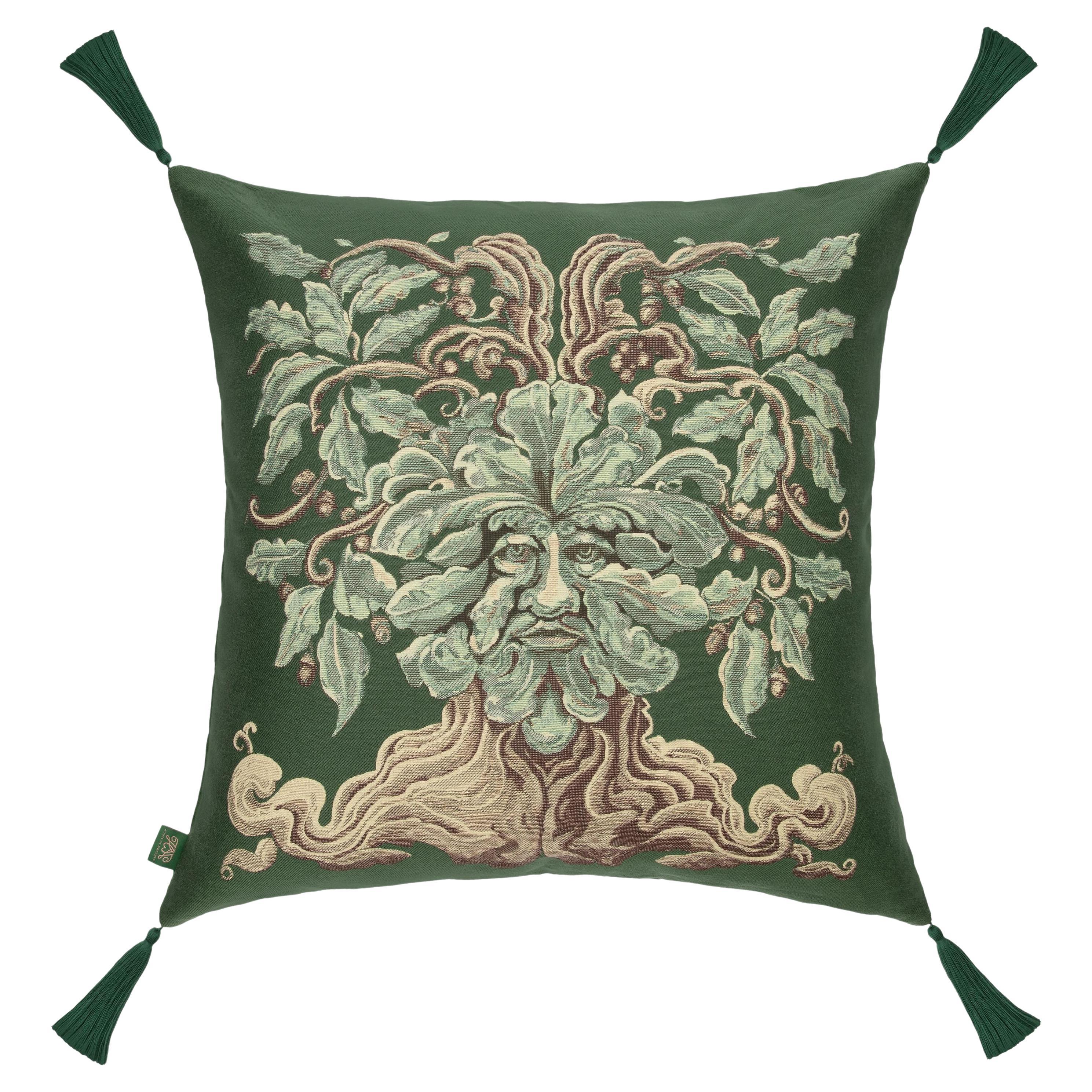 DRUANTIA Large Tassel Jacquard Cushion - Verde