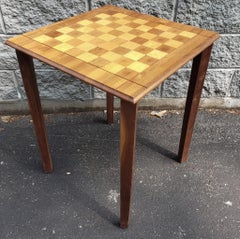 Drueke Solid Walnut and Birch Parquetry Double Sided Games Table