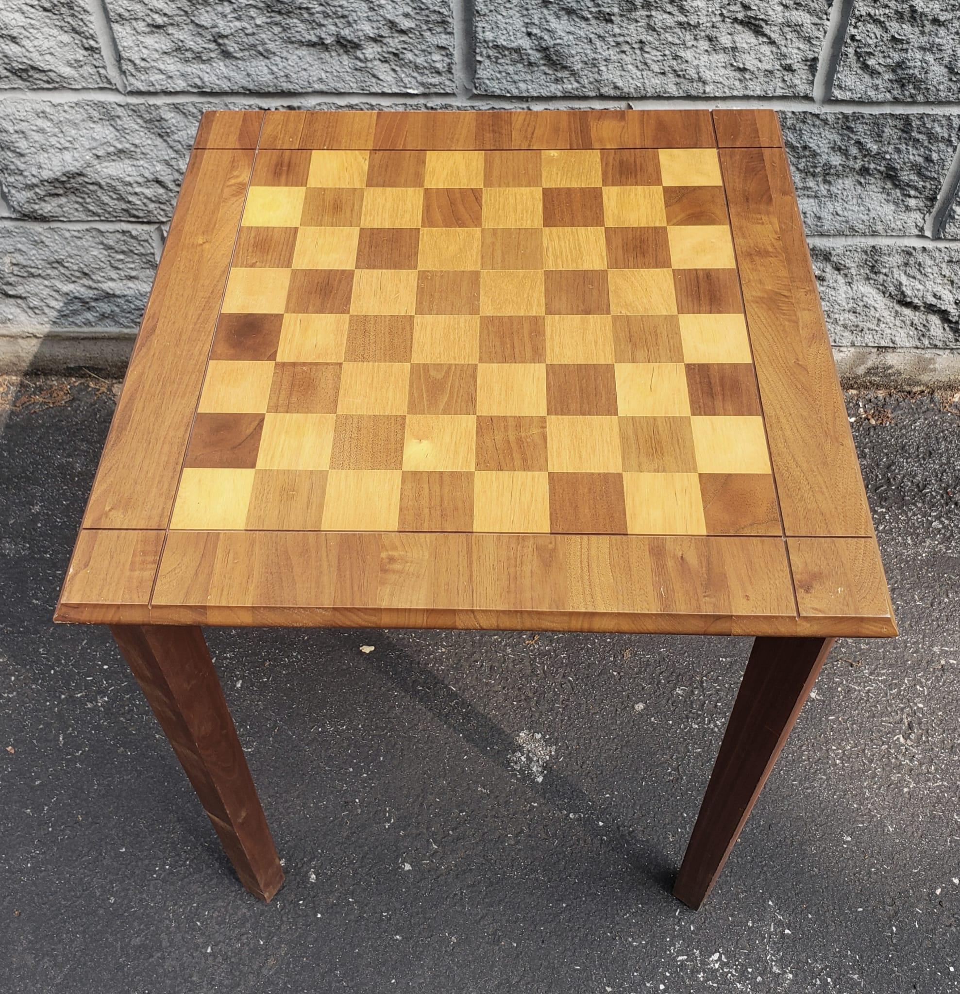 Modern Drueke Solid Walnut and Birch Parquetry Double Sided Games Table For Sale