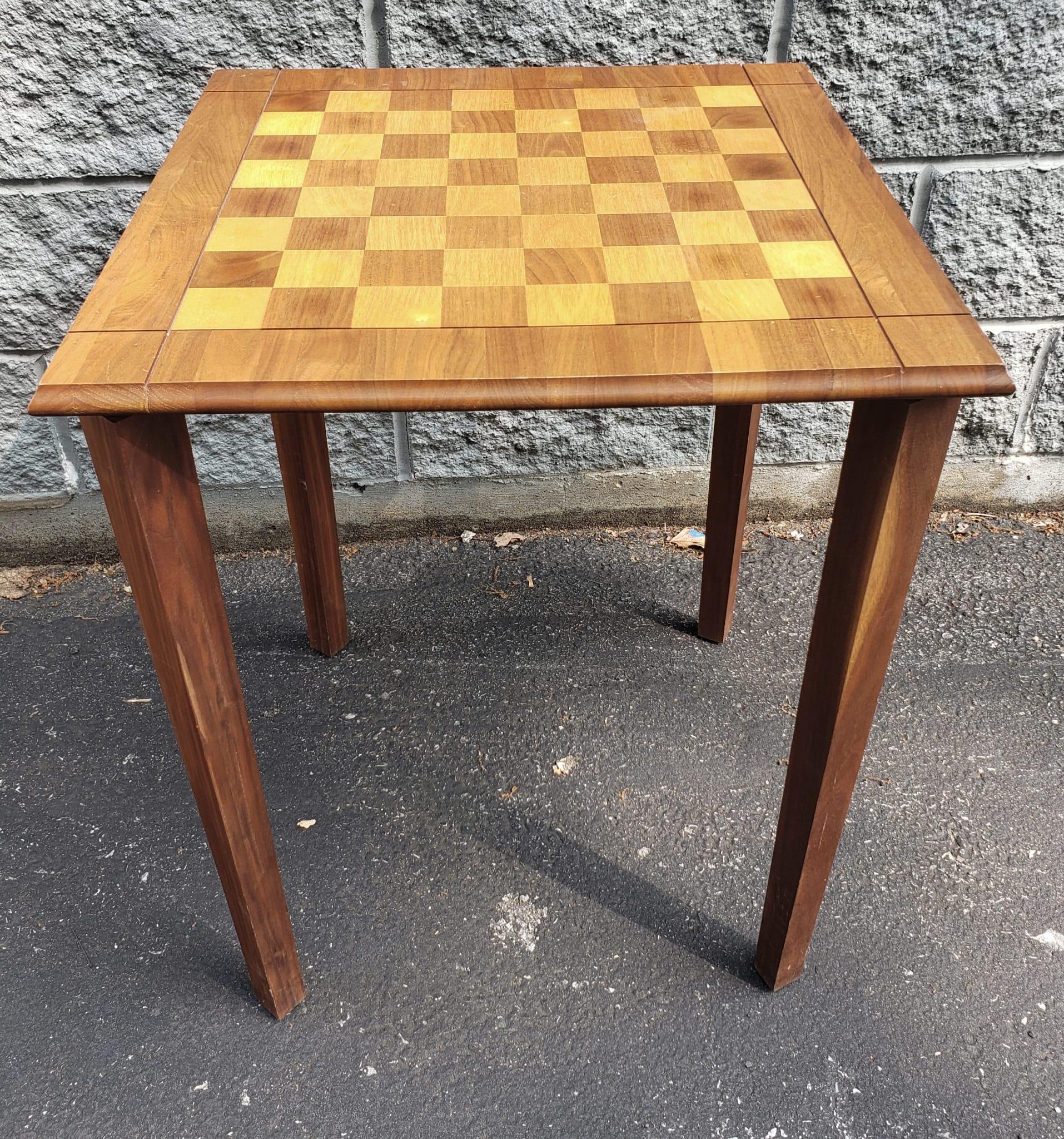 Woodwork Drueke Solid Walnut and Birch Parquetry Double Sided Games Table For Sale