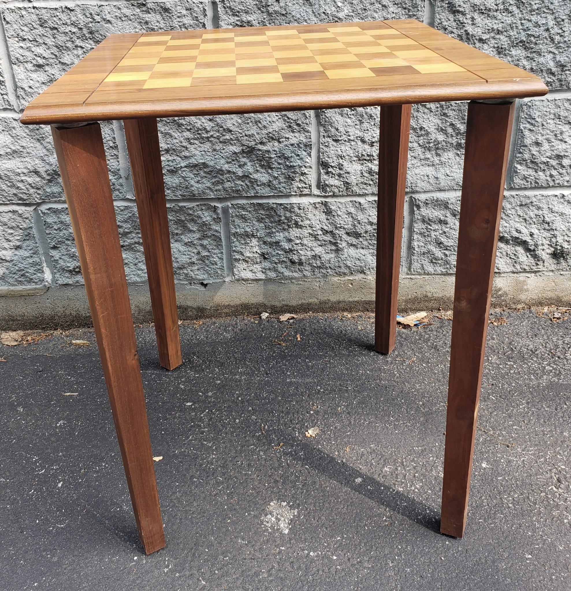 20th Century Drueke Solid Walnut and Birch Parquetry Double Sided Games Table For Sale