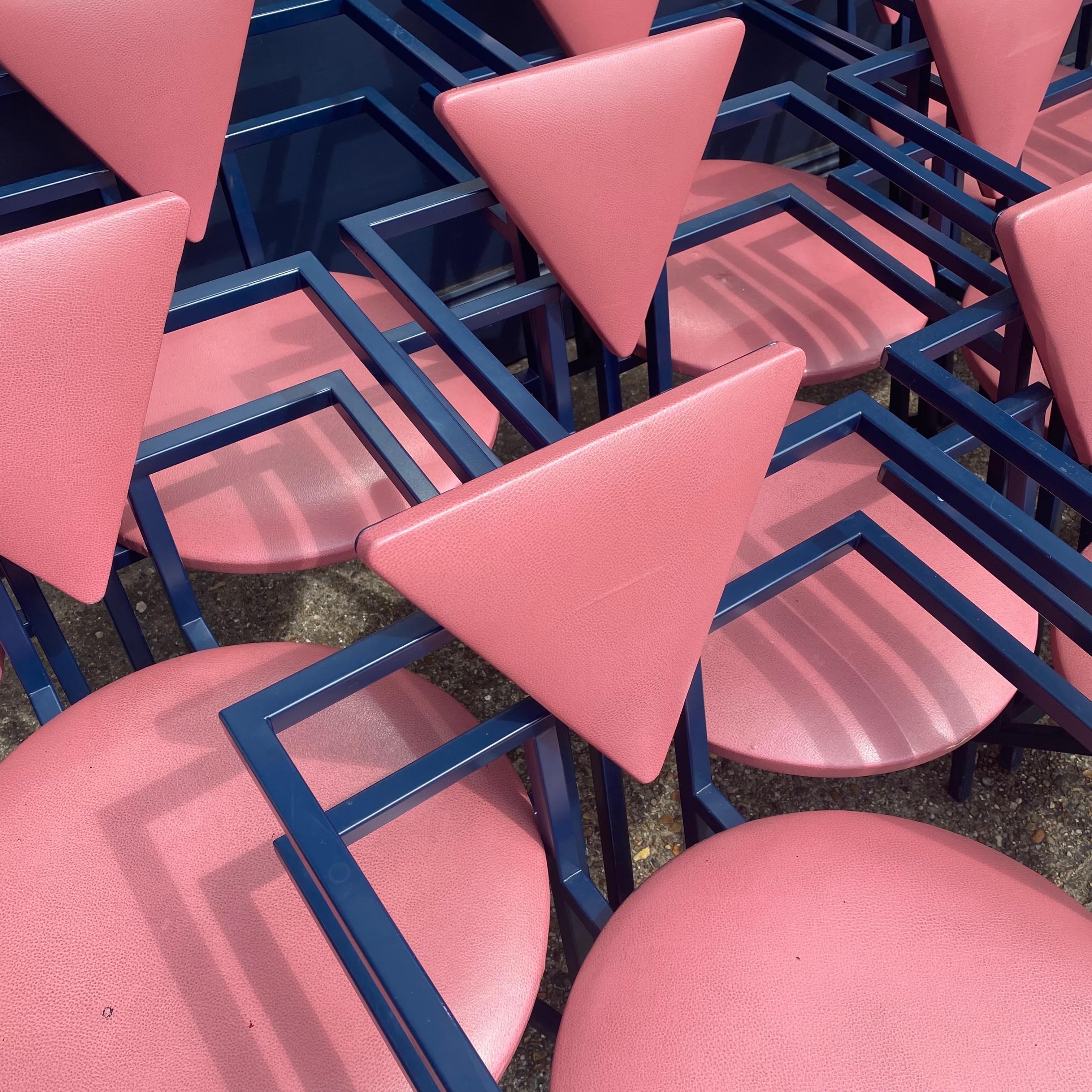 Druillet Postmodern 1980s Blau Rosa Esszimmerstuhl Jean Allemand Vintage Memphis im Angebot 2