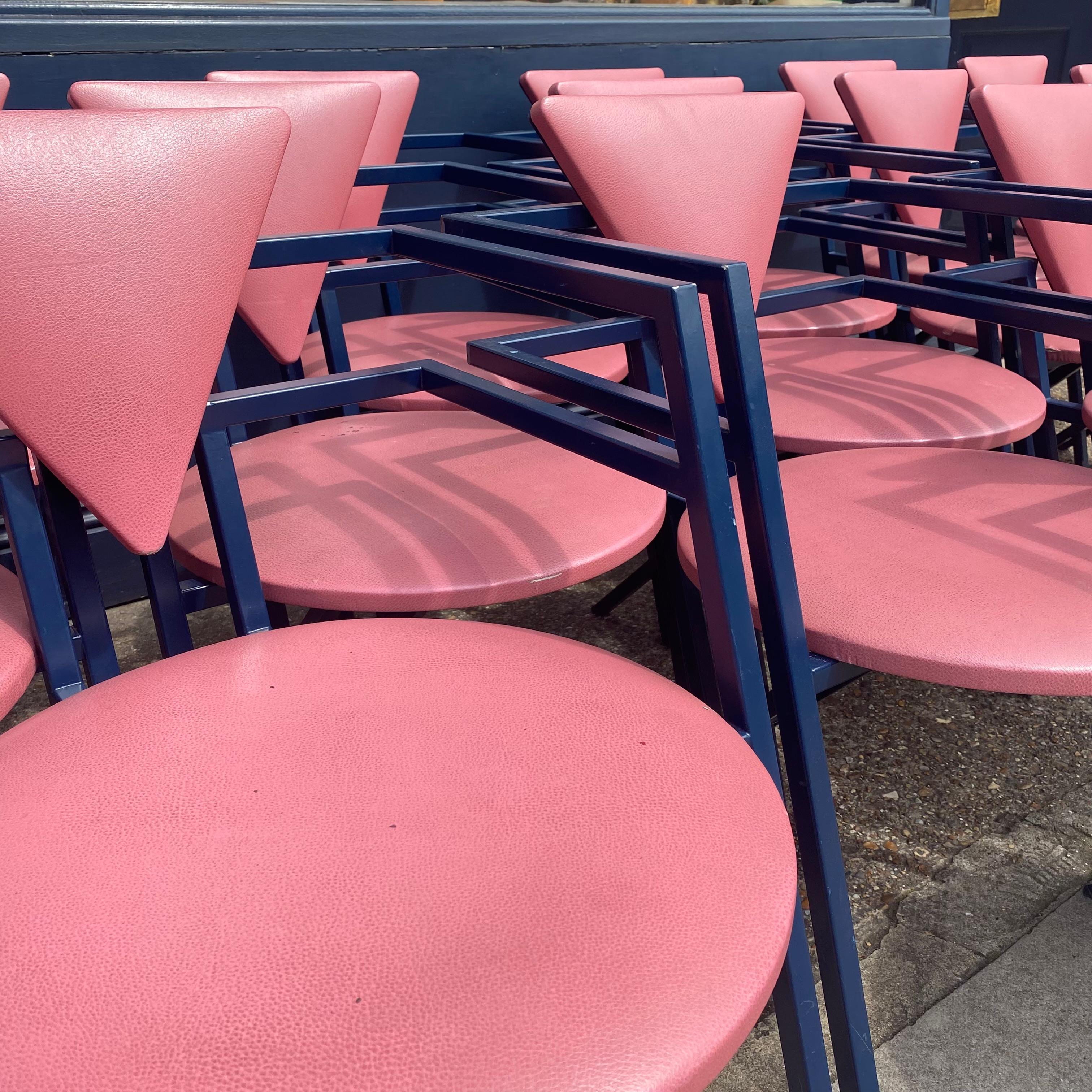 Druillet Postmodern 1980s Blau Rosa Esszimmerstuhl Jean Allemand Vintage Memphis im Angebot 3